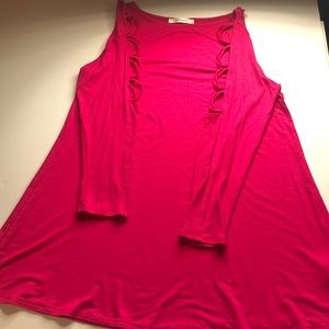 Emerald Hot Pink Cold Shoulder Top